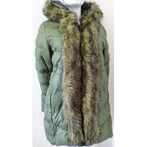 Dámská zimní bunda s kožešinou W749 zelená - Goodlooking