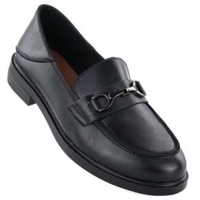 Dámské kožené polobotky mokasíny černé Vinceza 18117