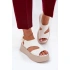 Dámské sandály na platformě 5227 Ecru s béžovou - Ideal shoes