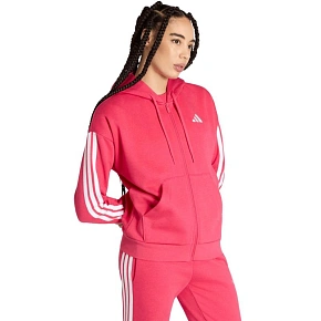 Dámská mikina adidas Essentials 3-Stripes Full-Zip Fleece Hoodie, růžová, KF6272