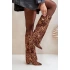 Dámské kozačky na podpatku 9501 Hnědá vzor - Step in style