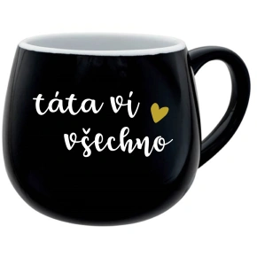 TÁTA VÍ VŠECHNO - černý keramický hrníček 300 ml