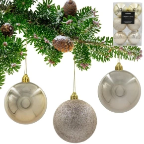 DEKORATIVNÍ PLASTOVÉ CETKY 6KS 80MM ŠAMPAŇSKÉ