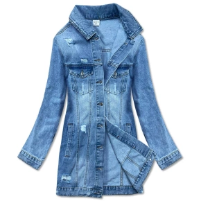 Světle modrá dlouhá džínová bunda (POP7021-LK) - P.O.P.SEVEN