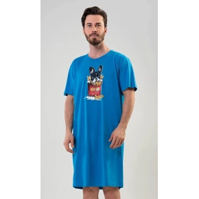 Pánská noční košile Bulldog modrá - Vienetta