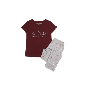 Dámské pyžamo Horoscope 40115-93X Bordó / šedá - Henderson Ladies Dámské pyžamo Horoscope 40115-93X Bordó / šedá - Henderson Ladies