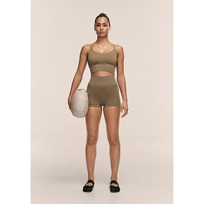 Dámské tréninkové legíny CASALL Shiny Seamless Rib Hotpants, zelená barva