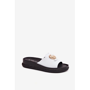 Kožené pantofle KV61-6046 bílé - S.Barski