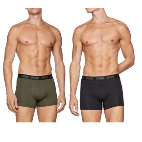 Pánské boxerky Puma 2-Pack khaki černá pohodlná bavlna Pánské boxerky Puma 2-Pack khaki černá pohodlná bavlna