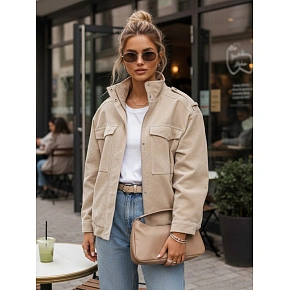 Dámská semišová bunda bomber TY5653 béžová -  FashionStreet