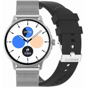 Dámské chytré hodinky GRAVITY GT12-7 Černý silikonový řemínek + stříbrný náramek