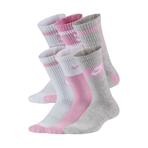 Nike Everyday Cush Crew Youth ponožky bílé, růžové, šedé CK7302 905 Nike Everyday Cush Crew Youth ponožky bílé, růžové, šedé CK7302 905